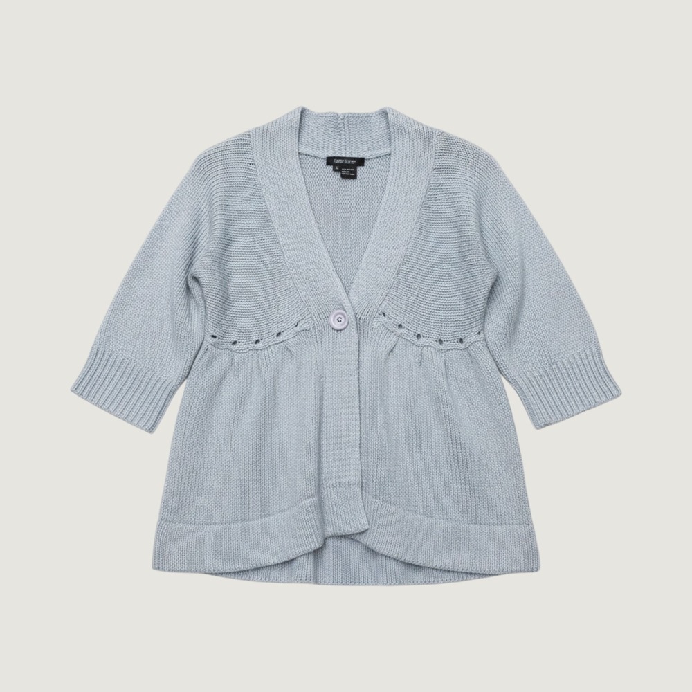 Karen Kane Gray 100% Cotton Knit Button Front Cardigan Sweater Women's Medium